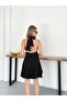 Women's Halter Neck Halter-Back Low-Cut Buttoned Mini Dress - 8