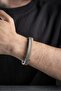 Chrome Plated Leather Detailed Double Row Men's Steel Bracelet - 5