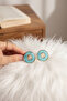 Pearlescent Hoop Gold Frame Stylish Summer Earrings - 2