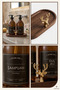 Amber Bottle Soap Dispenser Glass Double Shampoo-Shower Gel Bathroom Organizer with Classic Gold Deer Wood Stand 500ml - 3