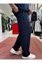Navy Blue Basic Modal Fabric Pipe Leg Sweatpants Rsp - 3