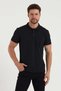 Men's 2-Pack Polo Collar T-Shirt Black-Navy Blue 100% Cotton Non-Shrink Fabric Regular Fit - 2