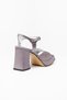 Women's Square Toe 8.5 cm Anthracite Satin Platform Heeled Shoes - 3