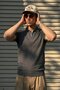 Men's Zippered Short Sleeve Smoked Polo Collar T-Shirt - 2
