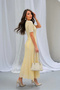 Women's Summer Yellow Premium Pearl Button Detailed Glitter Lined Short Sleeve Summer Long Elegant Knitwear Dress (S - 4