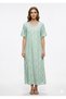 Women's Comfortable Long Nightgown with Short Sleeves and Delicate Floral Print Featuring Elegant Lace Details