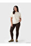 Brown Elastic Waist Women's Leggings - 2