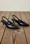 Women's Pointed Toe Buckle Detailed Kitten Heel Mule Shoes Faux Leather Comfortable Daily Casual Modern