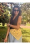 Crochet Yellow Bandana with Floral Pattern Hand Knitted - 3