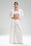 Women's Crop Bustier with Handcrafted Detail on the Front and Strap Design - 4