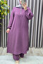 Women's Clothing Plus Size Aerobin Double Suit with Front Zipper Detail and Side Slits Trousers - 6