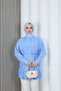 Hakim Collar Pleated Detailed Buttoned Tunic Baby Blue Hnt2127 - 7