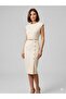Modai̇lgi̇ Women's Black Crew Neck Accessory Belted Slit Button Detailed Midi Length Pencil Dress 60 - 3