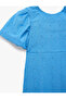 Short Sleeve Crew Neck Embroidered Dress with Bow Window Detail - 3