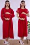 Soft Textured Maternity Nightgown Set with Robe Effortt - Cherry