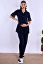 Pregnant and Postpartum Set with Breastfeeding Features, 4 Pieces Effortt - Navy Blue - 5