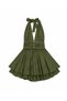 Women's Si̇nai̇a Olive Khaki Halter Dress-Deep V-Neck and Neck-Tie Halter Cut Dress I Double-Layered Flounce Skirt - 2