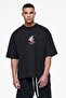 Men's Oversize T-Shirt Shark Hello Printed Black – Crew Neck, Comfortable Fit, 100% Cotton - 3