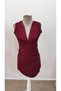 Women's Strappy Double-Breasted Collared Short Imported Crepe Dress with Side Pleat Detail - 6