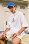 Men's Oversize T-Shirt Shark Hello Printed White – Crew Neck, Comfortable Fit, 100% Cotton - 3