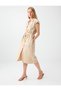 Beige Shirt Collar Pocket Detailed Poplin Dress - 3