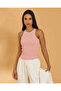 Women Pink Ribbed Vest