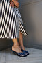 Stella Women's Navy Blue Strappy Heel Slippers - 7
