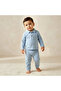 Collared Long Sleeves Pyjama Set with Ribbed Texture