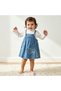 Girls T-shirt and Pinafore Set with Butterfly Applique - Cotton - Long Sleeves - Turtleneck