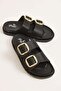Double buckle comfortable sole women's slipper sandals black - 2