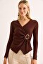 Women's Side Buckle Blouse Brown