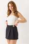Women's Waist Gold Buckle Detailed Shorts Skirt Black