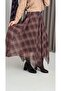 Brown Women's Asymmetrical Lined Line Patterned Chiffon Skirt with Elastic Waist - 2