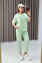 Women's Modal Fabric Ribbed Tracksuit Set Green
