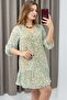 Lined V-Neck Special Design Chiffon Dress Green - 2