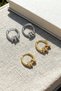 Gold Hoop Earrings with Zircon Stone Detail for Women - 7