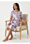 Short Nightgown 100% Cotton with Floral Print - 3