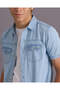 Senior Boys Blue Plain Casual Shirt - 5