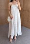 White Embroidered Strappy Long Dress 3437 - 6