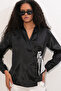 Women's Double-Breasted Satin Shirt 1510 - Black - 3