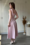 Elegant Square Neck Midi Flared Pink Dress with Straps - 5