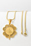 Gold Color Italian Chain Stainless Steel Necklace with Evil Eye Verse & Ottoman Monogram Clover Design - 7