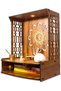 Maha Mangal Beautiful Wooden Pooja Mandir for Home Temple for home and office Puja Mandir wall with LED Spot Light Size (H- 18, L- 15 , W-11 Inch)