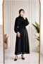 Teresa Ruffled Front Balloon Sleeve Voile Dress-Ek639 Black