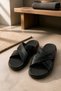 Size 41 Navy Blue Color Showy Slippers - 2