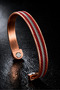 Men's and Women's Red Copper Bracelet with Leather Strips on Top, Steel Chain, Magnetic Model, Pure Copper Bracelet - 8