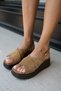 Marivo Women's Tutun Nude Suet Padded Wedge Heel Sandals - 5