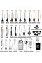 Kitchen Cooking Utensils Set, 46 pcs Non-Stick Silicone Spatula Set with Holder (Black) - 7