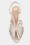 Eryu Dark Beige Satin Open Toe Detailed Caged Women's Heeled Shoes - 6