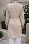 Women's Scalloped Muslin Fabric Light Brown Shirt Dress - 3